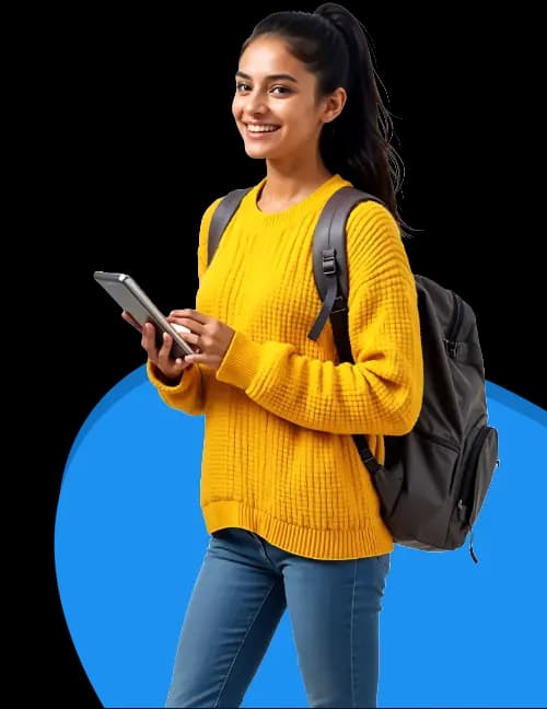 Confident student ready for her English class